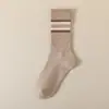 Calcetines de Hombre de Media Pantorrilla Cómodos Otoño Invierno Rayas Gruesas Retro Modernos Deportivos Algodón Antideslizantes Versátiles Largos