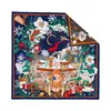 Nuevo pañuelo cuadrado de 90 cm con estampado a juego en ambos lados y colores contrastantes, sarga de espiga, bordes enrollados a mano, bufanda chal para mujer, estilo transfronterizo europeo y americano