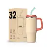 Taza de Coche Nueva Transfronteriza de 40 oz Taza con Asa Personalizada Taza Fría para Hielo Gran Capacidad Doble Popote Taza de Coche