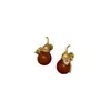 Pendientes de Diseño Calabaza Dorada Antigua de Cobre Plateado Occidental 18 Vintage Antiguo Combinando Ágata Roja con Rhin
