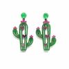 Pendientes Creativos de Flor y Cactus Estilo Vacaciones Europeas y Americanas Joyería Estilo Étnico Bohemio Pendientes Acrílicos para Mujer