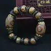 Pulsera de Ágata Amarilla Chalcedonia Ojo Amarillo Dzi de Xizang Tianyan, Dzi de Longan en Una Línea, para Hombres y Mujeres, Suministro al por Mayor