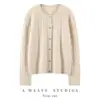 Nuevo Estilo Otoño e Invierno Cardigan de Cachemira con Botones de Corazón y Cuello Redondo para Mujer, Suéter Tejido, Abrigo Cálido de Manga Larga, Suéter de Cachemira
