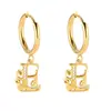 Pendientes de Acero Inoxidable Chapado en Oro 18K con 26 Letras, Pendientes de Zirconia con Forma de Ola de Lujo, Pendientes Elegantes