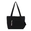 Bolsa de Mão de Veludo de Grande Capacidade Bolsa para Estudantes Aula Trabalho Bolsa Feminina 2025 Nova Bolsa de Lona Bolsa Tote de Ombro