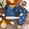Conjunto de Ropa Interior Térmica para Niños, Forrado de Felpa y Engrosado, Ropa de Otoño para Niños y Niñas, Ropa Térmica para Bebés, Ropa para Bebés