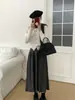 Falda de Punto Plisada para Mujer Otoño e Invierno Cintura Alta Falda Midi con Caída