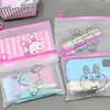 Bolsa de Almacenamiento de Conejo Transparente Escarchada Simple con Tirador Girly Multifuncional Súper Práctica Doble Capa 20 Denier Portátil Impermeable