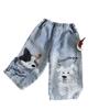 Ropa para Niños al por Mayor Pantalones para Niños Primavera y Otoño 25 Nuevo Estilo Coreano Animales Jeans de Industria Pesada para Niños y Niñas Pantalones Rectos Azul Claro
