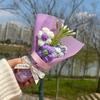 Pequeño Regalo Creativo para el Día de la Madre, Mini Ramo de Flores Puff Tejidas a Mano, Regalo de Jardín de Niños para Mamá
