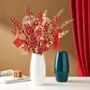 Fortune Fruit Chá de Casa 12 Garfos Fruta Vermelha Pequena Caqui Fruta Azevinho Fruta Romã Flor Artificial Ornamentos de Casamento Fruta de Natal