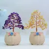 Adornos de Árbol de Cristal Mascota Escritorio de Oficina Árbol de Dinero Regalo de Apertura de Tienda Hojas de Cristal de Grava Creativas