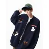 Sudadera con Bordado de Perro Diseño Otoño Invierno Estilo Americano Chaqueta Cardigan para Pareja Chaqueta Estilo Perezoso Clenafit