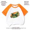 Camiseta Manga Curta Raglan Cor Blocada Tubarão de Algodão Puro Tungtungsahur Tongtongge Homem de Palito Madeira Shanhaijing Roupa Infantil