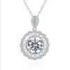 Collar de Oro Blanco Galvanizado Incrustado con Moissanita, Venta de Oro Blanco Galvanizado Incrustado con Moissanita, Joyería con Colgante de Girasol de Lujo Ligero de Moda, Venta al por Mayor de Fábrica