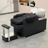 Cama de Champú de Lujo Personalizada para Salón de Peluquería, Elegante Cama de Lavado para Salón de Peluquería, Silla de Champú Semi-Reclinable con Lavabo Cerámico para Salón de Peluquería