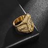 Anillo para hombre de acero de titanio chapado en oro estilo hip hop transfronterizo europeo y americano con retrato YS, creencia religiosa fe, letra fe, oración