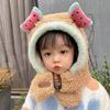 Bufanda infantil de otoño e invierno, gorro todo en uno con bonita fruta de dibujos animados, gorro Lei Feng, gorro grueso y cálido con protección para los oídos para bebés.