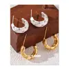 Design Simples e Elegante de Padrão Acolchoado Estilo Chanel, Sensação de Luxo Leve e de Alta Qualidade, Brincos de Argola Lisos em Formato C para Mulheres, Sensação de Luxo Leve e de Alta Qualidade