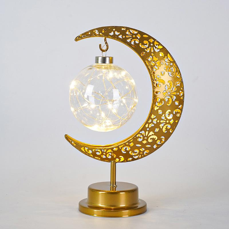 跨境LED铁艺月亮灯圆球灯穆斯林风装饰灯卧室节日台