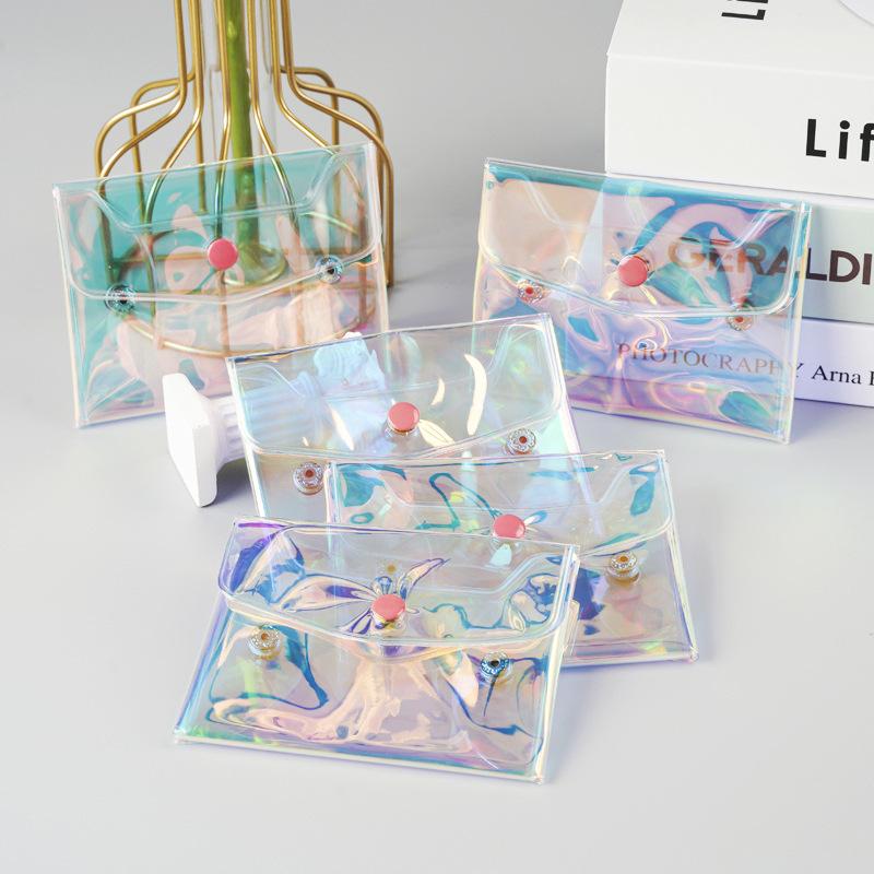 塑料幻彩卡包零钱包耳机化妆品收纳袋 炫彩镭射pvc硬币数据线
