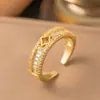 Anillo de Zirconia Micropavimentada Nuevo Transfronterizo Celebridad de Internet para Mujer, Anillo de Dedo Índice de Lujo Ligero de Moda de Gama Alta para Mujer con Apertura Ajustable