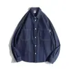 Yidao Vintage 2026 Otoño Nuevo Retro Japonés Lavado Bolsillo con Parche Holgada Versátil Manga Larga Camisa de Mezclilla