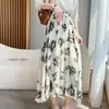 Falda Plisada de Cintura Alta Nueva Verano 2026, Elegante Falda Midi de Satén de Acetato con Estampado Floral de Línea A