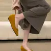 Zapatos retro Chuyuji de tacón de cuña con punta cuadrada y ante, nuevo estilo primavera y otoño, lazo, zapatos de abuela para commuting para mujer, doble uso
