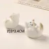 Super Fofo Pelúcia Pelúcia Li Estéreo Yoga Gato Branco DIY Pingente Feito à Mão Corrente de Celular Acessórios de Joias