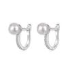 Nuevos Pendientes de Perlas de Plata de Ley S925 para Mujer Estilo Coreano Combinan con Todo Microincrustaciones de Perlas de Circonita Hebilla de Oreja Ins Venta Caliente Transfronteriza