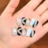 [Kitty Azul Leche] Estilo Coreano Azul Leche Lunares Estampado Leopardo Gato Kitty Francés Ojo de Gato Dulce Fresco Hecho a Mano Gel UV Uñas Portátiles