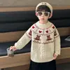 Suéter navideño para niños, suéter grueso para niños pequeños, nueva colección otoño e invierno 2026, tejido de punto de dibujos animados para niños, capa interior de moda