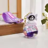Nuevo llavero de animalitos Sanrio con aceite, creativo, con cuentas de colores, acrílico, botella de arena movediza, colgante para bolso, pequeños accesorios