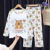 Pijama para Crianças, Manga Longa, Estilo Fino para Meninas Primavera e Outono, Novo Estilo de Verão 2026, Roupa de Casa Estilosa para Meninas Mais Velhas, Adequado para Usar Fora