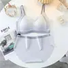 Ropa Interior de Látex Sin Costuras de Color Contrastante Nuevo Estilo Verano 2024 para Mujer, Sujetador Deportivo Delgado Push-Up sin Cables, Chaleco de Espalda Bonita para Mujer
