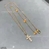 Colar Cruz Osso de Cobra V-Ouro Totalmente Diamantado Bao Ge CNC Precisão Ouro Rosa Não Desbota Colar Clavícula de Casal para Meninas Dropshipping