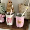 Taza de Enjuague Bucal Oso Estrella Linda Dibujo Animado Hogar Pareja Acero Inoxidable Taza para Cepillo de Dientes Estudiante Portátil Taza para Lavar para la Vuelta a Clases