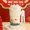 Taza de Café de Doble Uso de Aspecto Premium para Hombres y Mujeres, Termo de Acero Inoxidable para Oficina en Casa, Vaso para Exteriores con Cuerda para Transportar