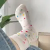 Calcetines Japoneses de Alto Valor Color Ola Punto para Mujer Verano Delgados Transpirables Absorbentes de Sudor Calcetines Medianos para Niñas Medias de Hilo de Punto
