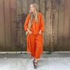 Primavera/Verano 2026 Ropa de Mujer Transfronteriza Amazon Talla Grande Camisa Holgada Pantalones Largos de Cintura Alta Conjunto de Dos Piezas para el Trabajo