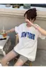 [En Stock] Camiseta de Manga Corta con Estampado de Letras VC para Mujer, Nuevo Diseño de Verano, Top Único Holgado para Mujer
