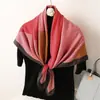 Lenço de Seda Elegante Novo Lenço Feminino de Seda Sintética Sarja de Seda de Hangzhou Lenço Quadrado Grande 90cm Cachecol de Cores Simples