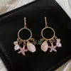 Estilo Vacaciones en la Playa Pendientes de Concha y Estrella de Mar con Incrustaciones de Diamantes y Perlas Moda Europea y Americana Pendientes de Nicho Pendientes de Lujo Ligero de Gama Alta