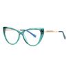Versión Americana Lentes Tr90 Montura Grande Lente Borde Cristal Ojo de Gato Montura Completa Negro Transparente Lentes Planos en Stock 2062