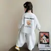 Conjunto de Sudadera de Algodón para Niñas, Estilo Primavera y Otoño, Conjunto Casual de Dos Piezas con Estampado de Moda para Niñas Mayores