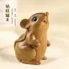 Sándalo Verde Natural Tallado Ratón Lindo Adornos Artesanías de Madera Piezas Creativas Hechas a Mano Decoración de Escritorio Ratón del Zodiaco Auspicioso
