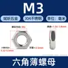 Acero inoxidable 304 tuerca hexagonal exterior delgada GB6172 tuerca hexagonal exterior plana delgada DIN439 M4M5M6M8M10