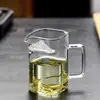 Taza Gongdao de vidrio engrosado al por mayor, resistente al calor, filtro cuadrado en forma de media luna, colador de té, dispensador de té integrado, taza Gong para preparar té verde