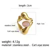 Anillo vintage versátil transfronterizo europeo y americano con turquesa y perlas, anillo abierto de acero inoxidable chapado en oro de 18 quilates
